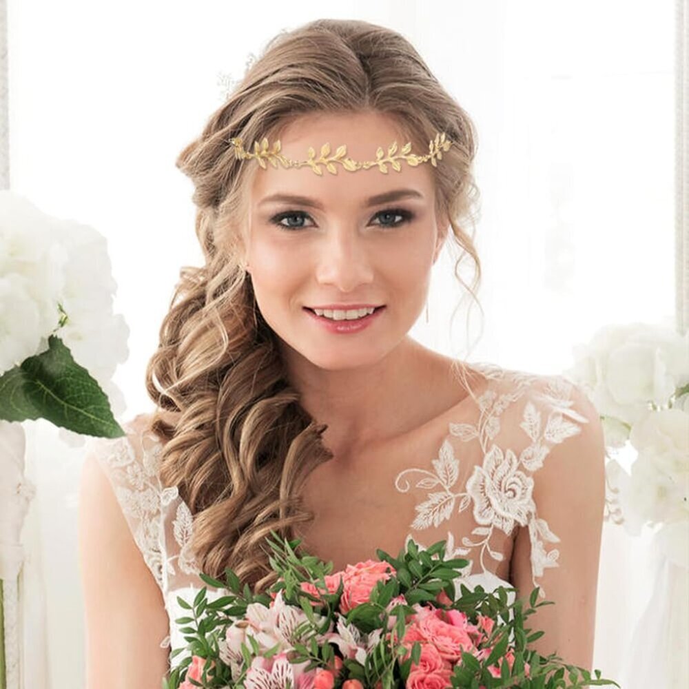 8PCS Gold Head Chains with Rhinestones Pearls Coins Prom Wedding Jewelry - Picture 2 of 8